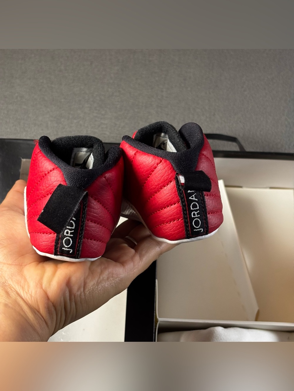 Nike Air Jordan Retro 12 Gift Pack, White/Red Crib Shoes Size 2C - Picture 6 of 9